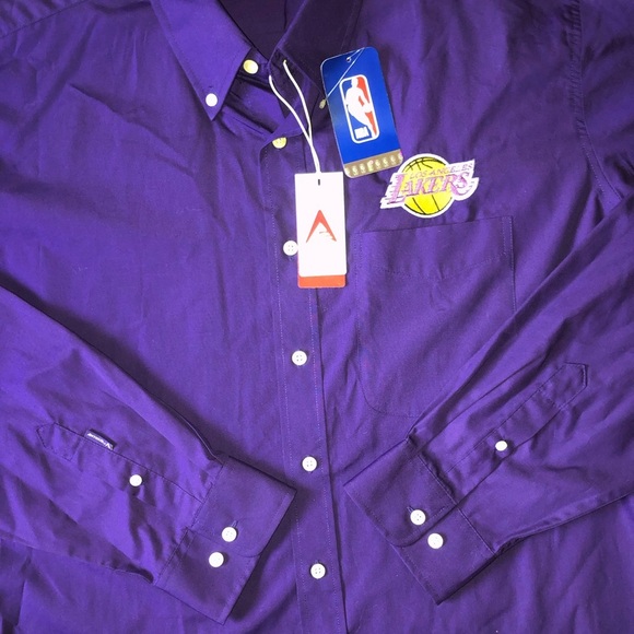 Sold Antigua X NBA Los Angeles Lakers dynasty dress shirt purple 2XL - Picture 4 of 7